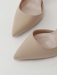 欧美时尚尖头性感细高跟超高跟鞋，低鞋面侧镂空高跟鞋，优雅女士高跟鞋，优雅女鞋，包头高跟鞋，套脚高跟鞋 - 杏色 - 查看 4