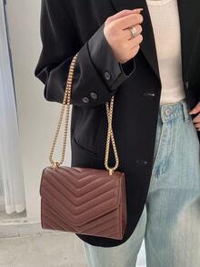 Chain Flap Square Bag QGQN - 棕色 - 查看 1