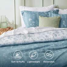 Bedsure Summer Vacation Bedding Set (Holiday Essentials), Comforter Set - Cute And Soft Reversible Botanical Flowers Comforter With 1/2 Pillow Shams, Twin XL Cooling Comforter Set, Soft Bedding Set Gift For Graduation/Vacation/Birthday Decoration/Back To School, For Room Decor, Home Decor, Bedroom Decor, Dorm Decor, Father's Day Gift - Mineral Blue - View 4