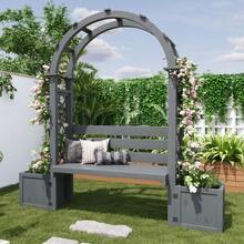 Flowerpots, Planters With Trellises For Climbing Plants, Spacious Flowerpots, Planters, Planters With Trellises And Seating For Garden, Patio And Terrace. - Grey - View 3