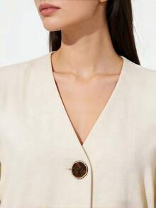 10颗奢华树脂金属珍珠光泽外套纽扣 - 前后装饰纽扣，适用于夹克、西装外套和羊毛大衣 - 金色 - 查看 8