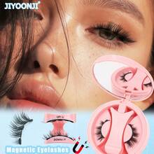 1套CC卷翘磁性假睫毛，自然效果，可重复使用，无需胶水，易于佩戴和卸除，3D卡通风格蓬松轻盈睫毛 - 黑色 - 查看 2