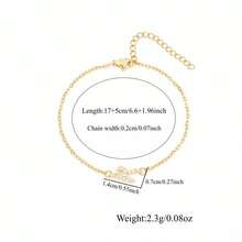 1pc New Minimalist Letter O-Shape Stainless Steel Chain Bracelet, Suitable For Party Wear - Golden Micropaved - View 2