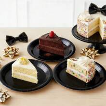 12/25/45/65/85个装 7英寸防漏加厚一次性纸盘，黑色圆形易清洗餐盘、蛋糕盘、食品盘，适用于婚礼、生日、派对、毕业典礼、圣诞节、感恩节、万圣节、斋月、复活节、露营等场合。 - 黑色 - 查看 2