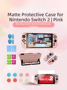 Solid Color Anti-Drop Hard Shell For NS2 Switch 2, Matte Split Protective Cover -Pink - View 7