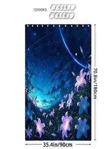 1/3/4件套梦幻星空百合印花浴室帘套装,梦幻花卉浴室窗帘,防水耐用,现代家居浴室装饰浴帘,72英寸*72英寸 - 浴室隔断浴帘,包含12个挂钩,浴室配件 - 包括马桶盖套、浴垫和地毯,采用涤纶面料 - 可水洗,适用于家庭浴室/酒店/日式风格/民宿/瑜伽馆,浪漫疗愈浴室装饰,四季皆宜,公寓必备,乔迁礼物,母亲节礼物 - 夢幻星空 - 查看 13