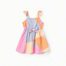 PatPat Family Matching Outfits Set Colorblock Sleeveless Strappy Dress Or Short-Sleeve T-Shirt - 彩色 - 查看 3