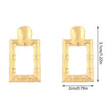 几何耳环，简约风格，不对称个性耳环，大气优雅，百搭，金色不锈钢材质，高端设计，性感晚礼服，学生饰品，女士母亲节情人节日常佩戴 - 方塊形 - 查看 6