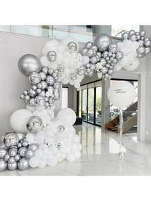 10/20pcs 10 Inch Silver Latex Balloons, Luxurious Party Decorations For Wedding Birthday Baby Shower Bridal Shower Graduation Anniversary Opening Ceremony Christmas New Year Valentine's Day Home Room Backdrop Party Supplies - Silver - 查看 4