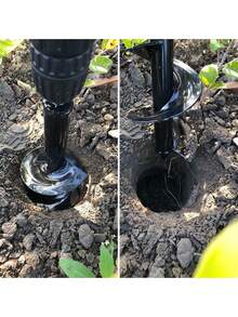 1pc Black Heavy Duty Plant Auger Drill Bit - Available In Multiple Sizes, Metal Steel Construction, 3/8" Hex Shank - Metal Gardening Tool Accessory And Planter Attachment, Ideal For Gardening And Planting - Multicolor - View 5