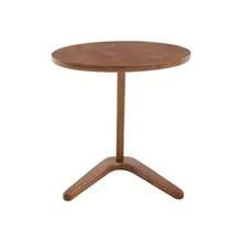 Modern Minimalist Round Wooden Table, Solid Wood Side Table, Sofa Side Table, Living Room Side Table That Slides Under The Sofa, TV Table For Small Spaces That Fits Over The Sofa. - Natural - View 1