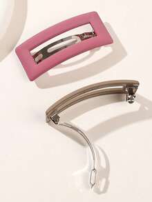 4/5pcs Minimalist Solid Color Matte Hollow Square Large Hair Clips, Elegant Back-Of-Head One-Line Horizontal Top Clip For Women, Half-Up Ponytail Spring Hair Clip, Classic Fashion Versatile Hair Accessory For Outings, Sports, Commuting, Parties, Vacations, Performances, Afternoon Tea, Ideal Practical Gift For Valentine's Day, Thanksgiving, Mother's Day, Birthday, Holidays - Multicolor - View 9