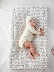 1pc Baby Crepe Cotton Mattress Pad, Soft & Breathable, Washable, Nursery Bed Cushion, Children Cotton Quilt, Reversible, All Season - Multicolor - View 9