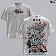 100 Percent Cotton Mahoraga Tee Washed - JJK Anime VintageWashed & Acid Wash Heavy Cotton Graphic T-Shirt & Hoodie, DoublePrinted Dark Fantasy Anime MangaStreetwear, Retro Unisex Soft CottonApparel, Gift For  Fans - màu đen - Xem 1