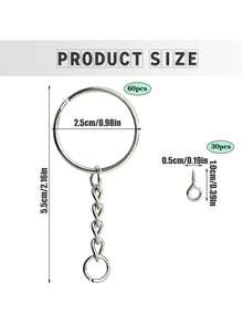 90 piezas Kit de accesorios para llaveros, adecuado para manualidades de llaveros de resina DIY, que incluye llaveros con cadena, anillos partidos, pasadores de ojo de tornillo para DIY de llaveros - 90Pcs/Set - Ver 2