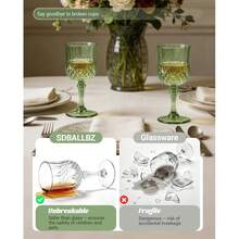 Bộ 12 ly nhựa acrylic màu xanh nhạt không vỡ, dung tích 7oz, kiểu dáng cổ điển, có thể tái sử dụng, họa tiết dập nổi retro, bền chắc, thích hợp cho tiệc cưới, sự kiện lớn, tiệc tùng, quán bar, đồ uống nước ép. - Xem 3