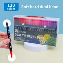 2-In-1 Washable Dual-Tip Marker Pens, Soft Tip Calligraphy Pens In Black Barrel PVC Box, Suitable For Back To School, Graduation Season And New School Year - Sets - View 12