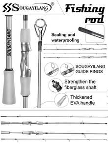 SOUGAYILANG 1.8m/5.9ft Ultralight Fishing Rod - Suitable For Freshwater And Saltwater Fishing Beginners, With EVA Handle And Ceramic Guides - Silver - View 2