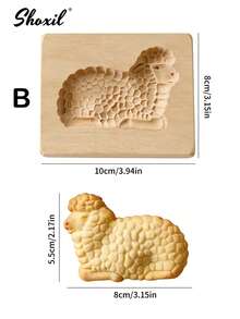 shoxil Khuôn làm bánh quy hình cừu bằng gỗ (1/2 chiếc), dụng cụ cắt và dập bánh quy chủ đề Eid Al-Adha, dụng cụ làm bánh bằng gỗ cho các buổi họp mặt lễ hội và những món ăn ngon cho gia đình. - Khuôn - Xem 11