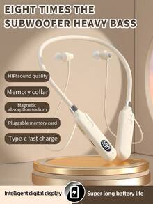 VLDCO 【超长续航】新款无线蓝牙耳机，颈挂式运动耳机，采用5.3蓝牙技术，配备充电盒、数字显示屏、按键控制、Hi-Fi音质，超长续航 - 查看 1