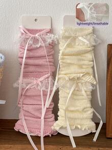 1/2/4 đôi tất giữ ấm chân nữ viền ren, tất giữ ấm bắp chân bằng lưới thoáng khí, kiểu dáng Lolita dễ thương phong cách Y2K, thích hợp cho mùa xuân và mùa hè. - Nhiều màu - Xem 7