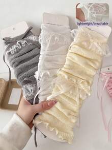 1/2/4 đôi tất giữ ấm chân nữ viền ren, tất giữ ấm bắp chân bằng lưới thoáng khí, kiểu dáng Lolita dễ thương phong cách Y2K, thích hợp cho mùa xuân và mùa hè. - Nhiều màu - Xem 3