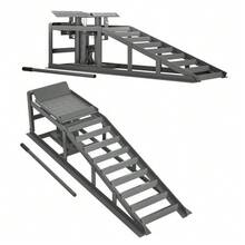2-Piece Car Loading Ramp Set, Height-Adjustable, With Jack, Loading Ramp, Lifting Platform - Grey - View 1