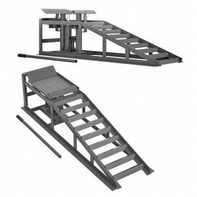 2-Piece Car Loading Ramp Set, Height-Adjustable, With Jack, Loading Ramp, Lifting Platform