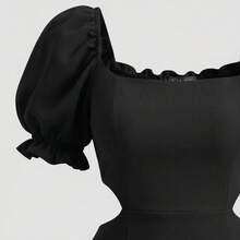 Women's Plus Size Short Dress, Open Style With Slit, Lightweight And Comfortable, Sizes 46 To 56 - Black - View 5