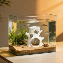 Decoración de cueva hueca impresa en 3D en PLA para acuario, casa de escondite para peces y camarones, adecuada para entornos de agua dulce y salada, diseño perforado único que proporciona un espacio cómodo para esconderse, descansar y criar para peces betta, peces pequeños y camarones, ayuda a reducir el estrés de los peces y crea un paisaje acuático natural y vívido - Acuario feliz - Ver 9