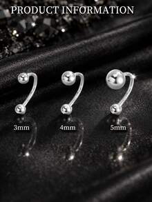 1PC 925 Sterling Silver Belly Button Ring Minimalist Open Ball Navel Piercing Jewelry - Single - View 2