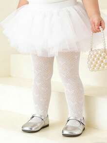 2pcs Baby Heart Jacquard High Elastic Mesh Pantyhose, Lolita Style Net Stockings - White - View 5