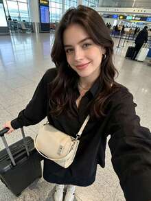 Bolso de hombro multifuncional de brillo negro, bolso cruzado convertible 2 en 1, bolso de mano versátil y resistente al desgaste, elegante bolso de diario para mujeres - Multicolor - Ver 3