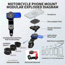 Motorcycle Phone Holder, Anti-Vibration Handlebar Mount, 360° Rotation, Suitable For Motorcycles And Bicycles, Smartphone Anti-Vibration Cradle - Multicolor - View 5