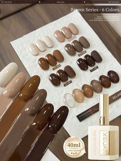 1 Bottle 40ml Mocha Warm Brown Nail Polish Gel, Semi-Permanent Nail Gel Polish, Removable UV LED Nail Gel, Nail Art Supplies, DIY Nail Decoration, Home Salon Gift For Women