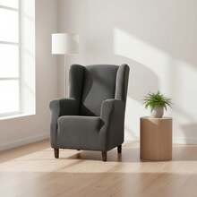 Kiva Bi-Elastic Wing Chair Cover, Breathable And Full Protection, Various Colors Available – Easy To Install Wing Chair Cover With Support Foams And Elastic Bands For Extra Fixing - Cora Gray - View 2