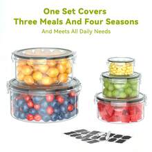 5/6Pcs Stackable Meal Prep Lunch Box Set, Reusable Food Storage Containers With Secure Lids, Labels & Marker For Fridge, Work, School & Kitchen Use - 1 Set - View 13