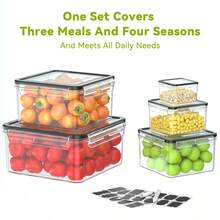 5/6Pcs Stackable Meal Prep Lunch Box Set, Reusable Food Storage Containers With Secure Lids, Labels & Marker For Fridge, Work, School & Kitchen Use - 1 Set - View 16