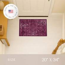 Maples Rugs Pelham - Alfombra de Cocina Vintage Antideslizante [Fabricada en Estados Unidos] 1 pies 8 x 2 pies 10 Color Vino - Rectangular de 210 x 18 - Ver 2