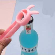 四合一创意多功能兔子造型开瓶器，轻松拉环啤酒/饮料罐开瓶器，防滑高效罐盖移除器 - 彩色 - 查看 2