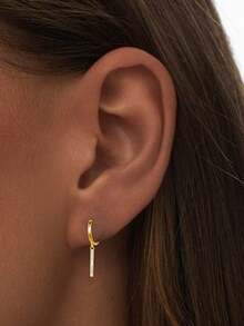 1 Peça Brincos de Mulher em Prata 925 - Brincos Pendentes com Barra Reta e Pedra CZ, Adequado para Uso Diário, Presente Perfeito para Namorada, Mãe ou Irmã - brinco único - Visão 7