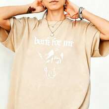 2026 Tops For Women Plus Size - Plus Size - Women's Bark For Me Comfortable T-Shirt| Retro Fun Barking Dog Design, Fashionable Street Style, Elegant - 杏色 - 查看 3