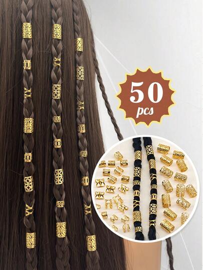 50 chiếc vòng cài tóc hình lá rỗng thanh lịch với nhiều kiểu dáng khác nhau dành cho nữ, phụ kiện tự làm tóc để tết bím.
