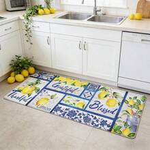 1pc Lemon Vibrant Kitchen Rug, Kitchen Mat, Kitchen Carpet, Classic Plaid Doormat, Small Rug, Carpet, Runner Rug, Floor Mat, Home Decor, Area Rug, Outdoor Mat, Bedroom Carpet, Washable Rug - Multicolor - View 6