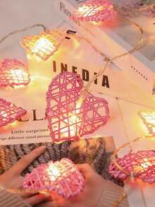 Campana a vento a forma di cuore intrecciata a LED, crea un effetto sonoro rilassante, adatta per interni ed esterni, stile bohémien - Campana della notte tranquilla, un ottimo regalo - Rattan luminoso - Visualizzare 9