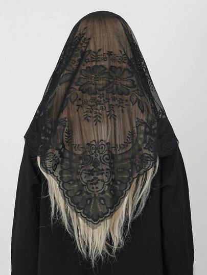 1件蕾丝花边围巾，三角形发带，包包装饰，发圈，沙滩，假日