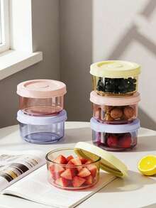 1/3/6pcs Round Sealed Food Storage Containers, Freezer- Plastic Meal Boxes, Leak-Proof Reusable PP Containers For Soups, Dishes, Stackable - Multicolor - View 2