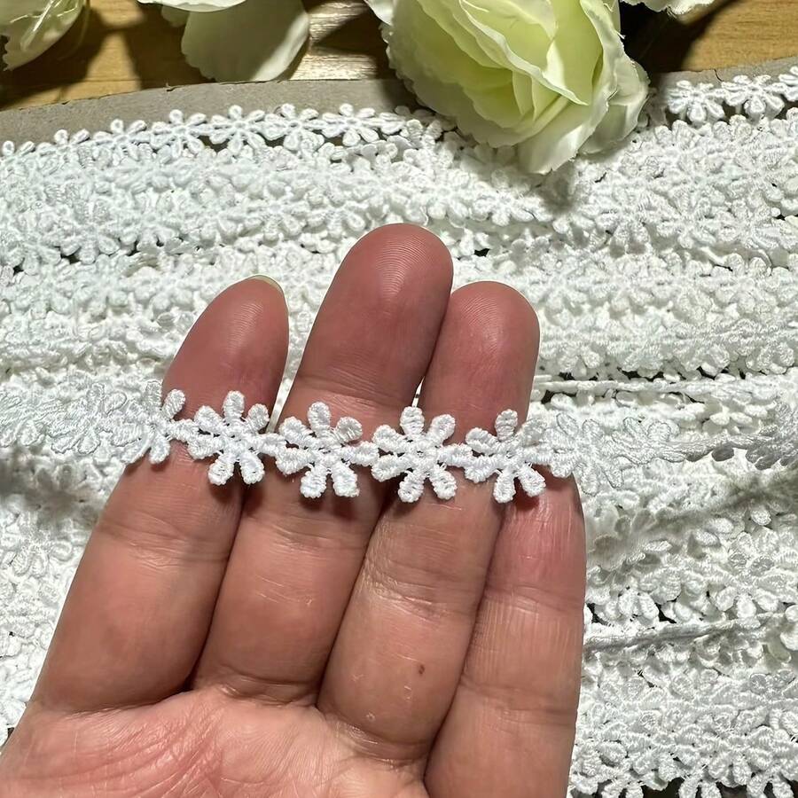 10m Embroidered Lace Trim, Suitable For Handicrafts, Sewing And Wedding Decorations - 10 Meters - View 1