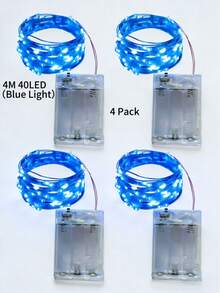 2m 20pcs/3m 30pcs/4m 40pcs/5m 50pcs/10m 100pcs LED Fairy Lights, Battery Powered, Suitable For Wedding, Holiday, Bedroom, Party, Atmosphere, Bedside, Room, Decorative Lighting - Blue - View 8