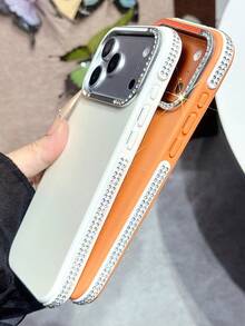 奢华闪亮水钻镜头手机壳，兼容 17 Pro Max、17 Pro、17、17、16 Pro Max、16 Pro、16、15 Pro Max、15 Pro、15 Pro Max、15、14、13、12、11，水钻镶边，男女通用，防震，节日礼物 - 白色 - 查看 5